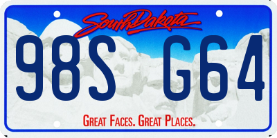 SD license plate 98SG64