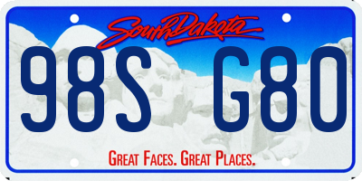 SD license plate 98SG80