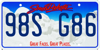 SD license plate 98SG86
