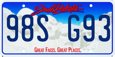 SD license plate 98SG93