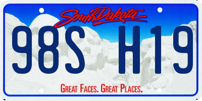SD license plate 98SH19