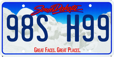 SD license plate 98SH99