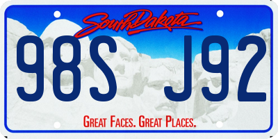 SD license plate 98SJ92