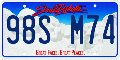 SD license plate 98SM74