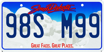 SD license plate 98SM99