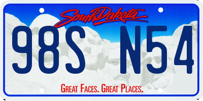 SD license plate 98SN54