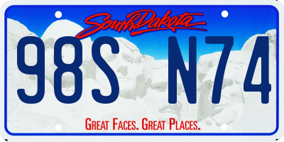 SD license plate 98SN74