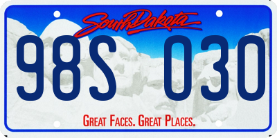 SD license plate 98SO30