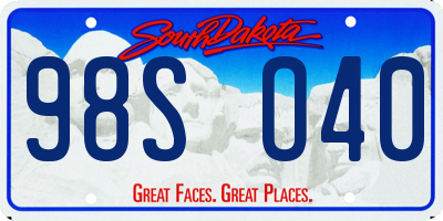 SD license plate 98SO40
