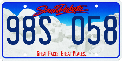 SD license plate 98SO58