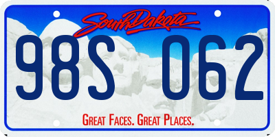 SD license plate 98SO62