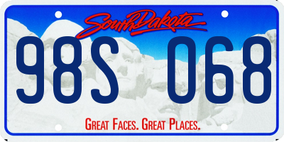 SD license plate 98SO68