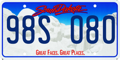 SD license plate 98SO80