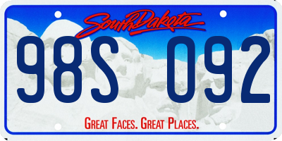SD license plate 98SO92