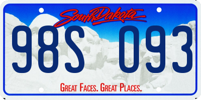 SD license plate 98SO93