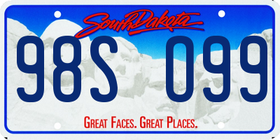 SD license plate 98SO99