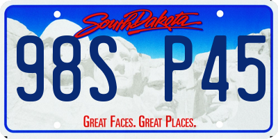 SD license plate 98SP45