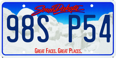 SD license plate 98SP54