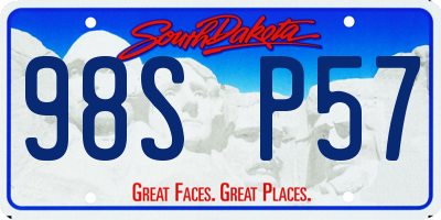 SD license plate 98SP57