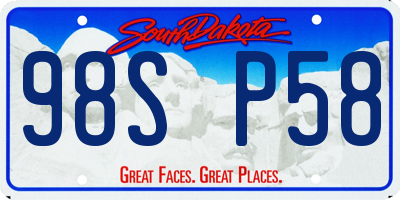SD license plate 98SP58