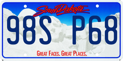 SD license plate 98SP68