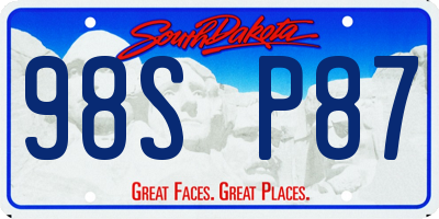SD license plate 98SP87