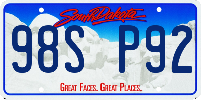 SD license plate 98SP92