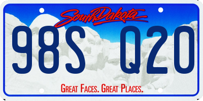 SD license plate 98SQ20