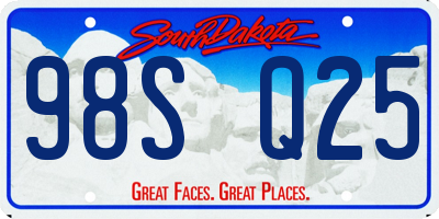 SD license plate 98SQ25