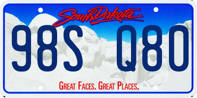 SD license plate 98SQ80