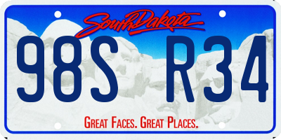SD license plate 98SR34