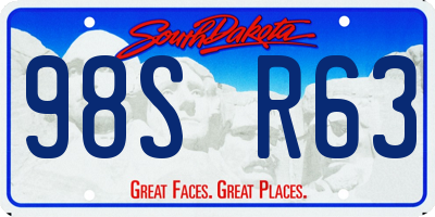 SD license plate 98SR63