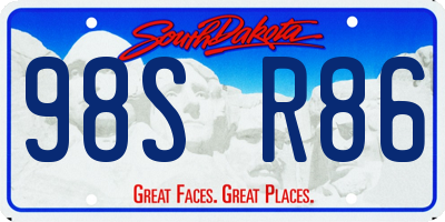 SD license plate 98SR86