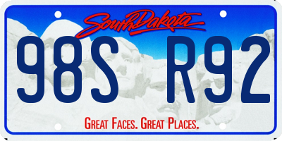 SD license plate 98SR92