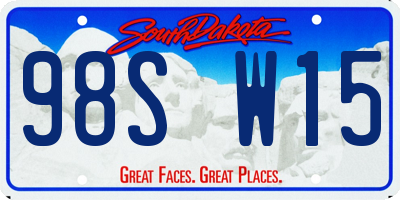 SD license plate 98SW15
