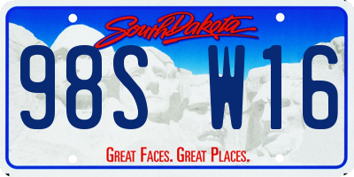 SD license plate 98SW16