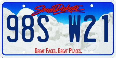 SD license plate 98SW21