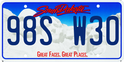 SD license plate 98SW30