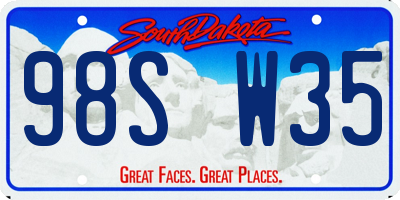 SD license plate 98SW35