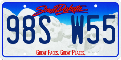 SD license plate 98SW55