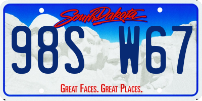 SD license plate 98SW67