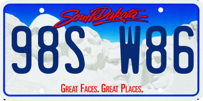 SD license plate 98SW86