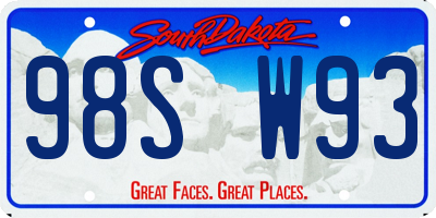 SD license plate 98SW93