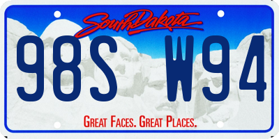 SD license plate 98SW94