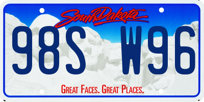 SD license plate 98SW96