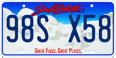 SD license plate 98SX58