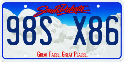 SD license plate 98SX86