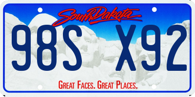 SD license plate 98SX92