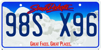 SD license plate 98SX96