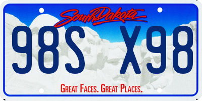 SD license plate 98SX98